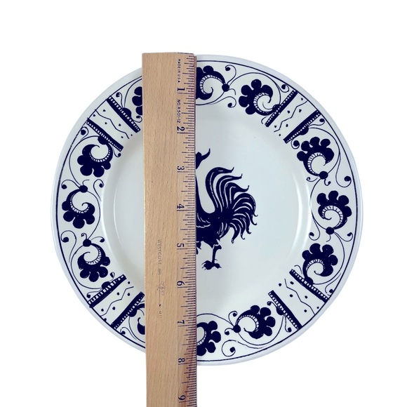 Peasant Village Ceramic Black & White Rooster Pitcher & Plate Set Made in Italy - Picture 9 of 11